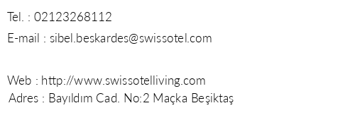Swissotel Living telefon numaralar, faks, e-mail, posta adresi ve iletiim bilgileri